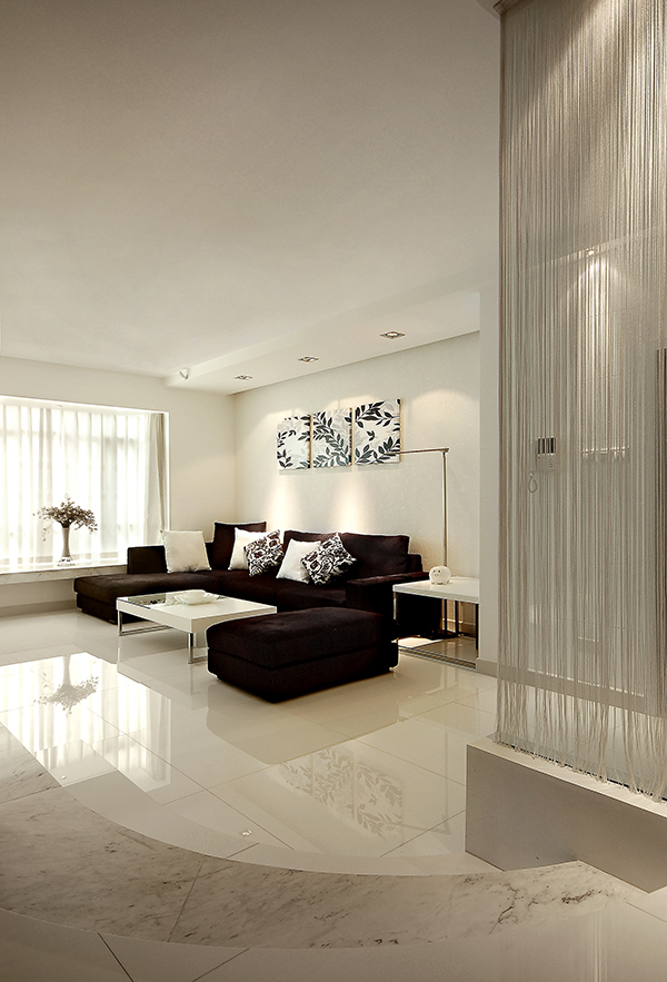 家装样板房装修设计-客厅沙发背景实景效果图
